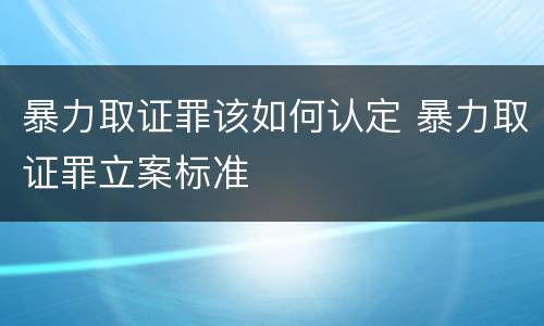 暴力取证罪该如何认定 暴力取证罪立案标准