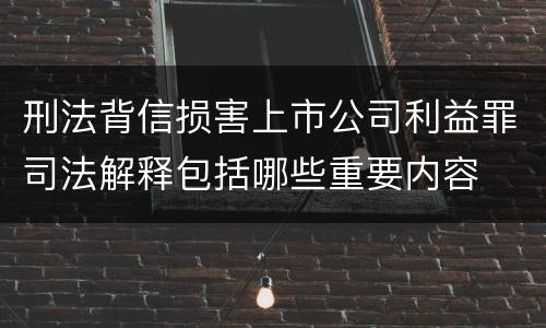 刑法背信损害上市公司利益罪司法解释包括哪些重要内容