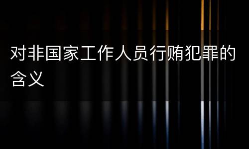 对非国家工作人员行贿犯罪的含义