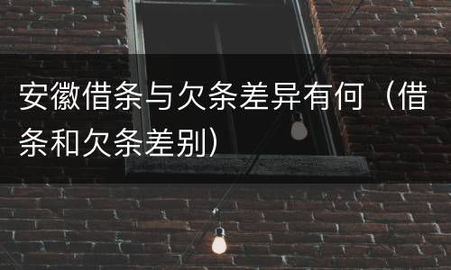 安徽借条与欠条差异有何（借条和欠条差别）