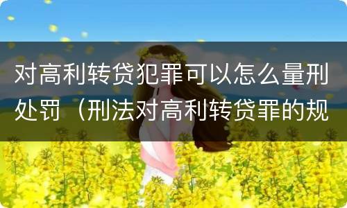 对高利转贷犯罪可以怎么量刑处罚（刑法对高利转贷罪的规定）