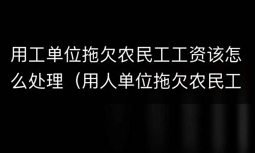 用工单位拖欠农民工工资该怎么处理（用人单位拖欠农民工工资怎么办）
