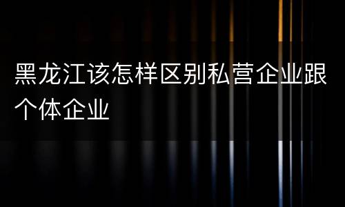 黑龙江该怎样区别私营企业跟个体企业