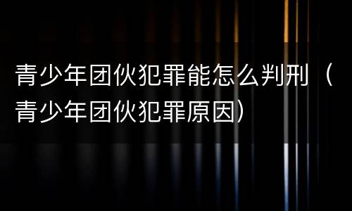 青少年团伙犯罪能怎么判刑（青少年团伙犯罪原因）