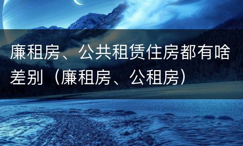 廉租房、公共租赁住房都有啥差别（廉租房、公租房）