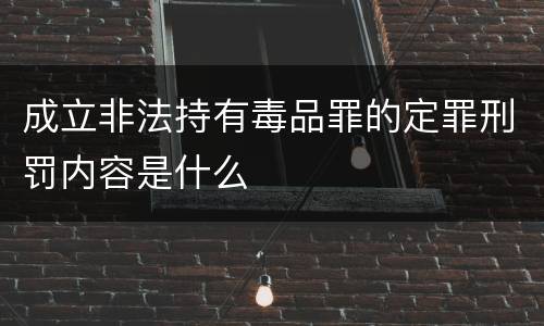 成立非法持有毒品罪的定罪刑罚内容是什么
