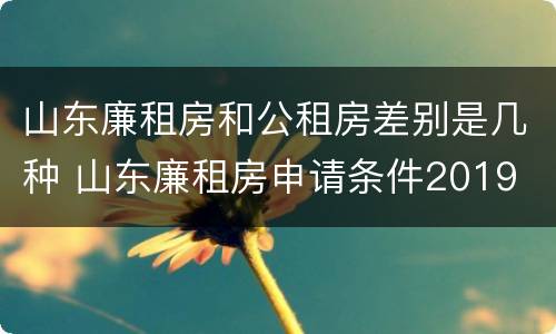 山东廉租房和公租房差别是几种 山东廉租房申请条件2019