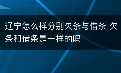 辽宁怎么样分别欠条与借条 欠条和借条是一样的吗