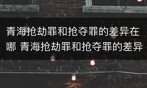 青海抢劫罪和抢夺罪的差异在哪 青海抢劫罪和抢夺罪的差异在哪里