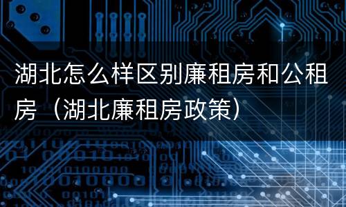 湖北怎么样区别廉租房和公租房（湖北廉租房政策）
