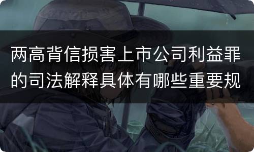 两高背信损害上市公司利益罪的司法解释具体有哪些重要规定