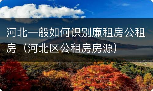 河北一般如何识别廉租房公租房（河北区公租房房源）