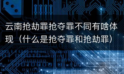云南抢劫罪抢夺罪不同有啥体现（什么是抢夺罪和抢劫罪）