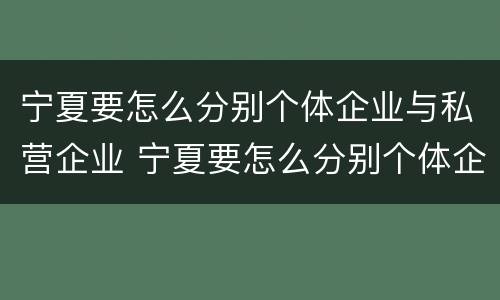 宁夏要怎么分别个体企业与私营企业 宁夏要怎么分别个体企业与私营企业合作