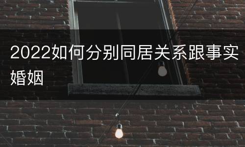 2022如何分别同居关系跟事实婚姻