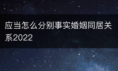 应当怎么分别事实婚姻同居关系2022