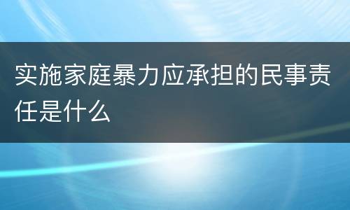 实施家庭暴力应承担的民事责任是什么