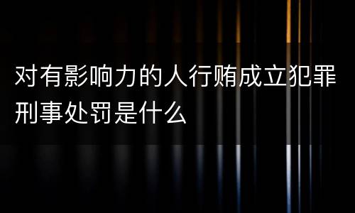 对有影响力的人行贿成立犯罪刑事处罚是什么