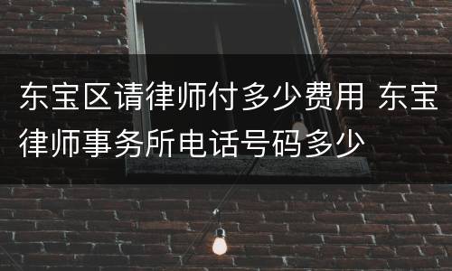 东宝区请律师付多少费用 东宝律师事务所电话号码多少