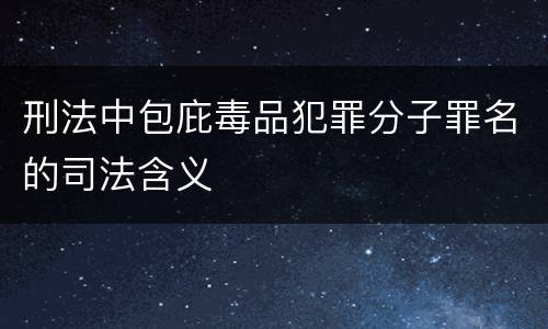 刑法中包庇毒品犯罪分子罪名的司法含义