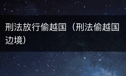 刑法放行偷越国（刑法偷越国边境）