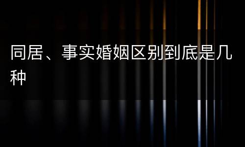 同居、事实婚姻区别到底是几种