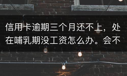 信用卡逾期三个月还不上，处在哺乳期没工资怎么办。会不会被起诉，会不会被坐牢啊