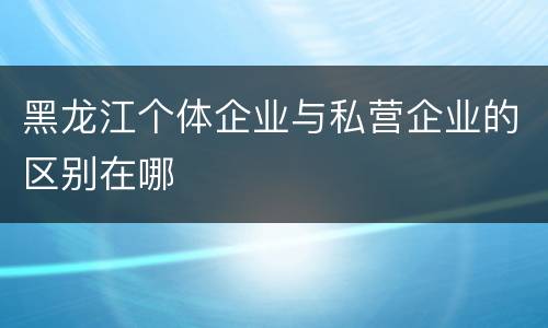 黑龙江个体企业与私营企业的区别在哪