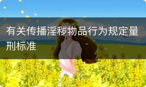 有关传播淫秽物品行为规定量刑标准