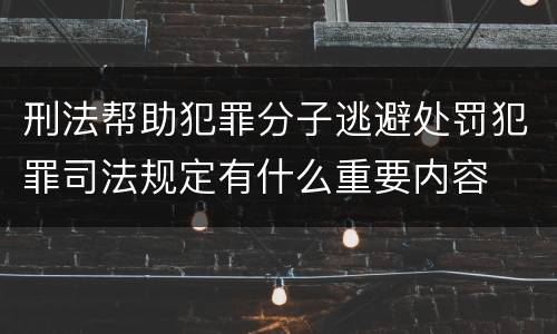 刑法帮助犯罪分子逃避处罚犯罪司法规定有什么重要内容