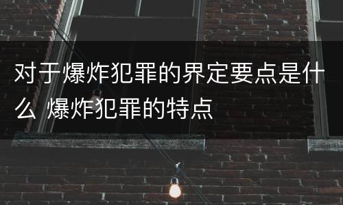 对于爆炸犯罪的界定要点是什么 爆炸犯罪的特点