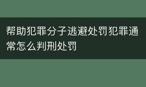 帮助犯罪分子逃避处罚犯罪通常怎么判刑处罚