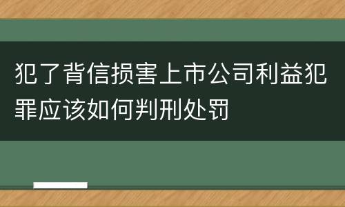犯了背信损害上市公司利益犯罪应该如何判刑处罚