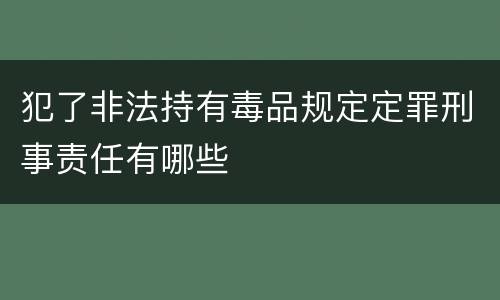 犯了非法持有毒品规定定罪刑事责任有哪些