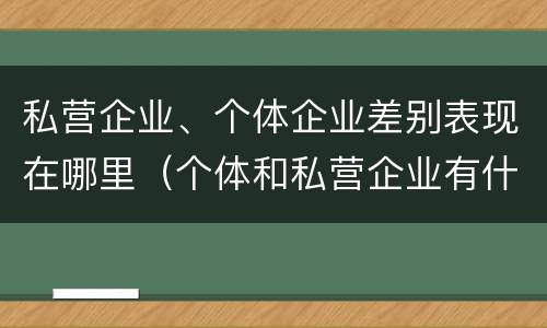私营企业、个体企业差别表现在哪里（个体和私营企业有什么区别）