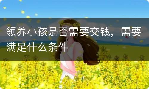领养小孩是否需要交钱，需要满足什么条件