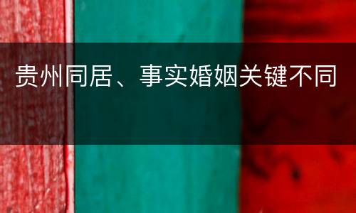 贵州同居、事实婚姻关键不同