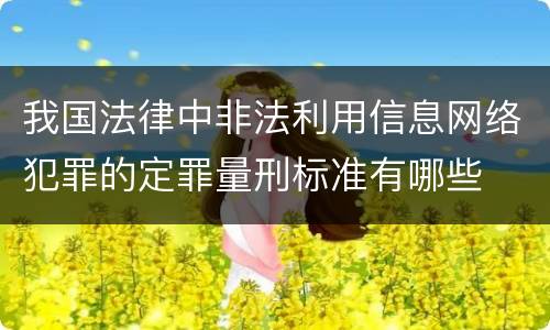 我国法律中非法利用信息网络犯罪的定罪量刑标准有哪些