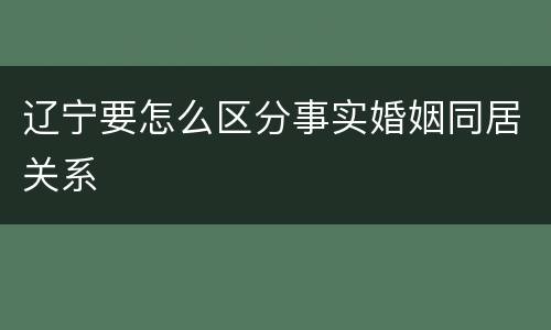 辽宁要怎么区分事实婚姻同居关系