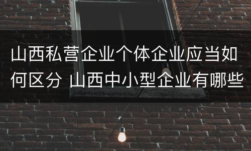 山西私营企业个体企业应当如何区分 山西中小型企业有哪些