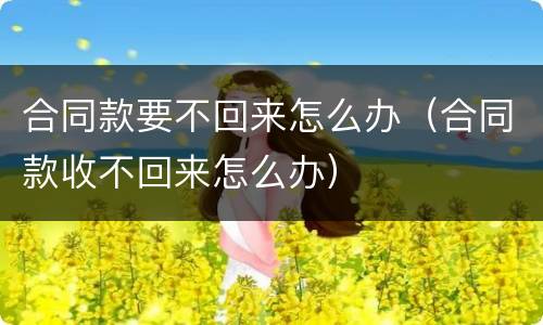 合同款要不回来怎么办（合同款收不回来怎么办）