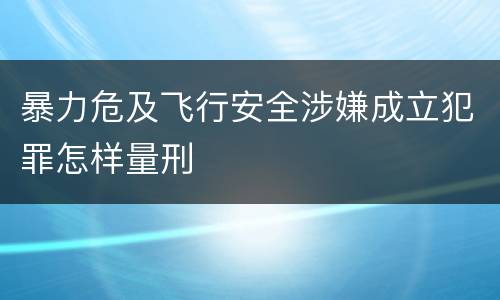 暴力危及飞行安全涉嫌成立犯罪怎样量刑