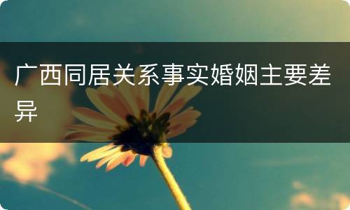 广西同居关系事实婚姻主要差异