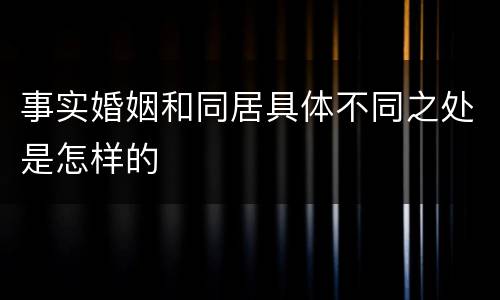 事实婚姻和同居具体不同之处是怎样的
