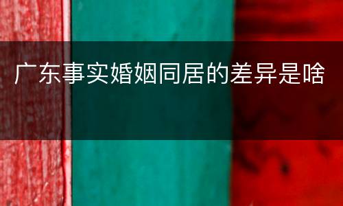 广东事实婚姻同居的差异是啥