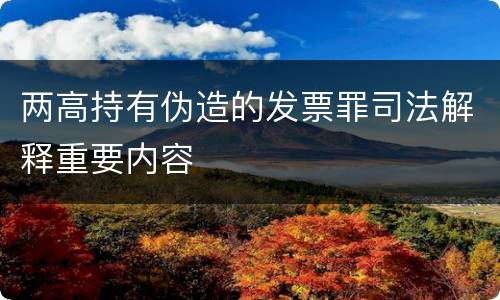 两高持有伪造的发票罪司法解释重要内容