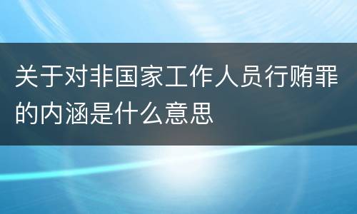 关于对非国家工作人员行贿罪的内涵是什么意思
