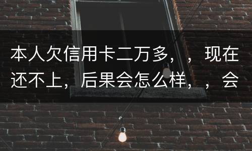 本人欠信用卡二万多，，现在还不上，后果会怎么样，，会不会坐牢