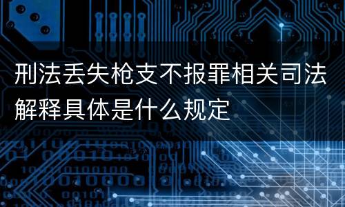 刑法丢失枪支不报罪相关司法解释具体是什么规定