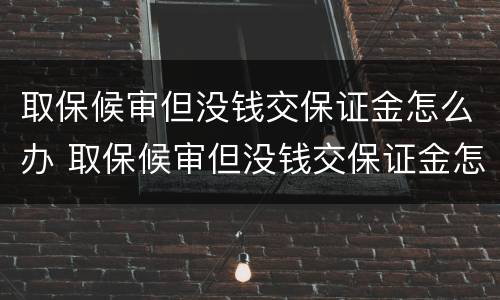 取保候审但没钱交保证金怎么办 取保候审但没钱交保证金怎么办呢